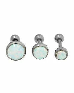 Best deal 🧨 Opal-Effect Titanium Cartilage Earrings 3 Pack - 16 Gauge ⭐