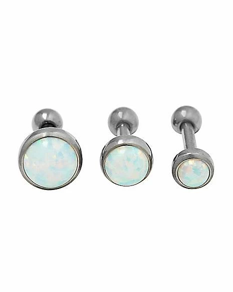 Best deal 🧨 Opal-Effect Titanium Cartilage Earrings 3 Pack - 16 Gauge ⭐ 3 Best deal 🧨 Opal-Effect Titanium Cartilage Earrings 3 Pack - 16 Gauge ⭐