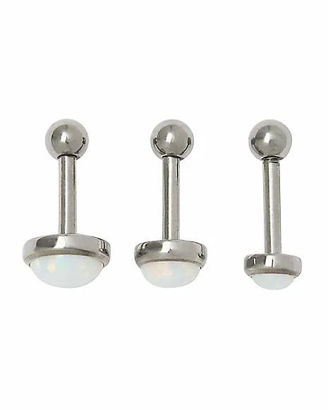 Best deal 🧨 Opal-Effect Titanium Cartilage Earrings 3 Pack - 16 Gauge ⭐ 4 Best deal 🧨 Opal-Effect Titanium Cartilage Earrings 3 Pack - 16 Gauge ⭐ - Image 2