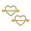 Flash Sale ⭐ Goldtone CZ Heart Nipple Shields - 14 Gauge 🔥 -Playboy Shop 03575081 a