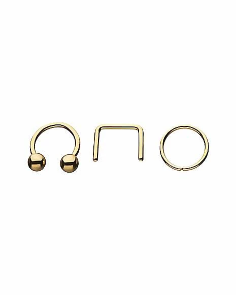 Promo π Multi-Pack Goldtone Septum Rings 3 Pack - 16 Gauge π 3 Promo π Multi-Pack Goldtone Septum Rings 3 Pack - 16 Gauge π