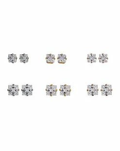 Best reviews of ✨ Multi-Pack Clear CZ Stud Earrings - 6 Pair ⌛