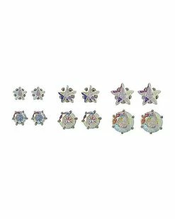 Brand new 🎉 Star and Circle CZ Stud Earrings 20 Gauge - 6 Pair ✔️