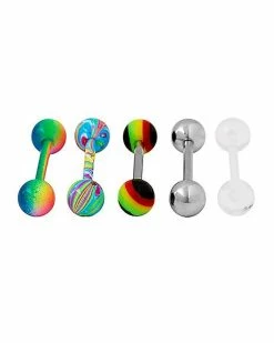 Deals 😍 Multi-Pack Rainbow Barbells 5 Pack - 14 Gauge ✔️ -Playboy Shop 03575925 b