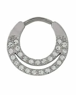 Deals 🛒 CZ Double Crystal Septum Ring - 16 Gauge 🎉