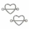 Brand new ⌛ CZ Heart Titanium Nipple Shields - 14 Gauge 👍 -Playboy Shop 03576121 a