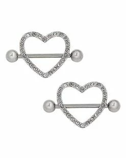 Brand new ⌛ CZ Heart Titanium Nipple Shields - 14 Gauge 👍