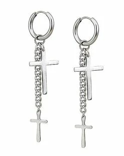 Cheap 🎁 Cross Chain Huggie Dangle Earrings - 18 Gauge 🤩 -Playboy Shop 03599818 b