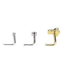 Discount 😉 Multi-Pack CZ Bee L-Bend Nose Rings 3 Pack - 18 Gauge 🔥 -Playboy Shop 03601556 d