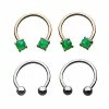 New 🔔 Multi-Pack Green Opal-Effect Horseshoe Rings 2 Pair - 16 Gauge 😀 -Playboy Shop 03601655 a