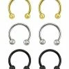 Budget 💯 Multi-Pack Colored Titanium Horseshoe Rings 3 Pair - 16 Gauge 🛒 -Playboy Shop 03601879 a