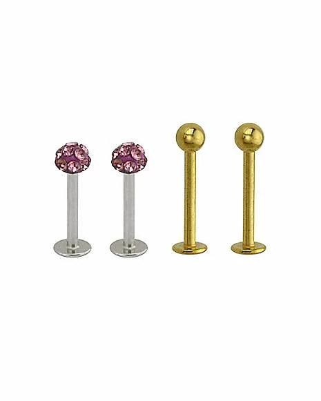 Best Pirce π Multi-Pack Goldtone CZ Labret Lip Rings 4 Pack - 16 Gauge β 3 Best Pirce π Multi-Pack Goldtone CZ Labret Lip Rings 4 Pack - 16 Gauge β