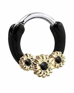 Top 10 🛒 Goldtone CZ Sunflower Clicker Septum Ring - 16 Gauge 😉 -Playboy Shop 03612090 c