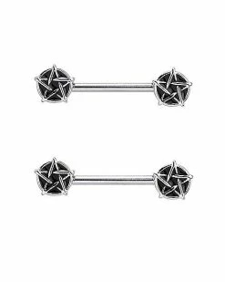 Cheap 𧨠Pentagram Nipple Barbells - 14 Gauge β