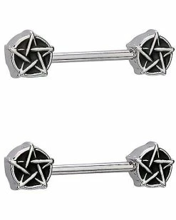 Cheap 🧨 Pentagram Nipple Barbells - 14 Gauge ⌛ -Playboy Shop 03612306 c