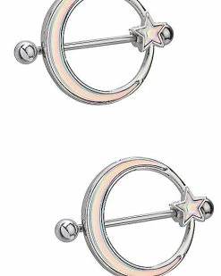 Best deal 🔥 Opal-Effect Moon Star Nipple Shields - 14 Gauge 😀 -Playboy Shop 03612322 c