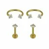 Best reviews of 🎁 Multi-Pack Goldtone CZ Labret Lip Rings 4 Pack - 16 Gauge 🎁 -Playboy Shop 03614344 a