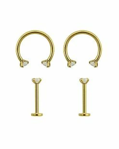 Best reviews of 🎁 Multi-Pack Goldtone CZ Labret Lip Rings 4 Pack - 16 Gauge 🎁 -Playboy Shop 03614344 b