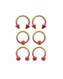 Best Pirce ⭐ Multi-Pack Goldtone Ombre Horseshoe Rings and Captive Rings 3 Pair - 16 Gauge ❤️