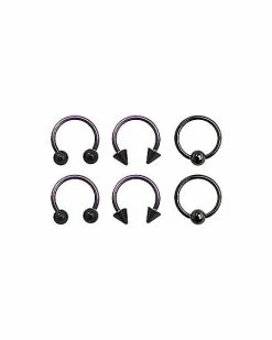 Cheap β€οΈ Multi-Pack Purple Ombre Horseshoe Rings and Captive Rings 3 Pair - 16 Gauge π