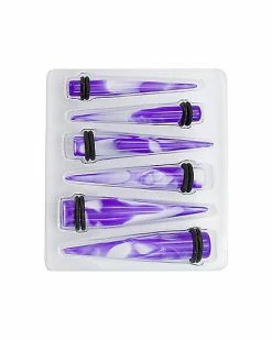 Outlet 😍 Purple Marble-Effect Ear Tapers - 3 Pair 🔔