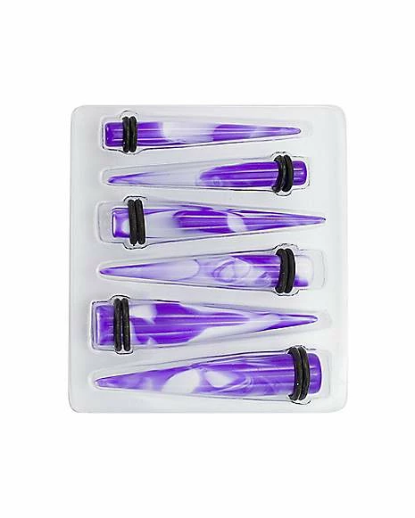 Outlet π Purple Marble-Effect Ear Tapers - 3 Pair π 3 Outlet π Purple Marble-Effect Ear Tapers - 3 Pair π