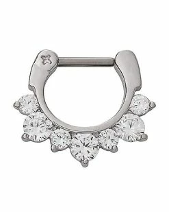 Outlet 🌟 CZ Titanium Hinged Septum Ring - 16 Gauge 🧨