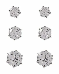 Best deal 🥰 Multi-Pack CZ Stud Earrings 3 Pair - 20 Gauge 🤩