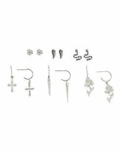 Cheapest ✨ Multi-Pack Silvertone Rose and Snake Earrings - 6 Pair 🎁