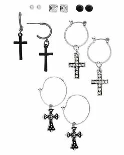 New ⌛ Multi-Pack Cross and Stud Earrings - 6 Pair 😀