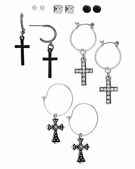 New ⌛ Multi-Pack Cross and Stud Earrings - 6 Pair 😀 3 New ⌛ Multi-Pack Cross and Stud Earrings - 6 Pair 😀