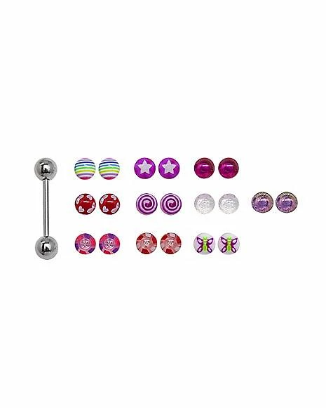 Brand new β Multi-Pack Barbell with Pink and Purple Extra Balls - 14 Gauge π 3 Brand new β Multi-Pack Barbell with Pink and Purple Extra Balls - 14 Gauge π