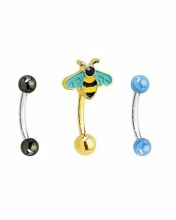 Best reviews of 🔥 Multi-Pack Bee Charm Curved Barbells 3 Pack - 16 Gauge 😀