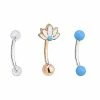 Budget ❤️ Multi-Pack Clear and Blue Ball and Lotus Charm Curved Barbells 3 Pack - 16 Gauge ⌛ 2 Budget ❤️ Multi-Pack Clear and Blue Ball and Lotus Charm Curved Barbells 3 Pack - 16 Gauge ⌛ -Playboy Shop 03622669 a