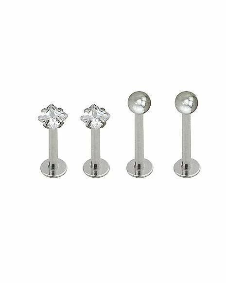 Discount π Multi-Pack CZ Labret Lip Rings 4 Pack - 16 Gauge β€οΈ 3 Discount π Multi-Pack CZ Labret Lip Rings 4 Pack - 16 Gauge β€οΈ