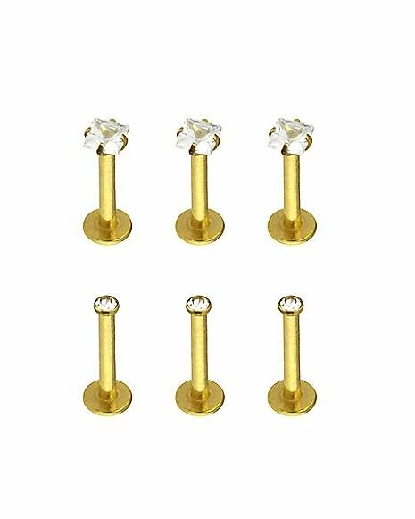 Promo π₯ Multi-Pack Goldtone CZ Labret Lip Rings 6 Pack - 16 Gauge π₯° 3 Promo π₯ Multi-Pack Goldtone CZ Labret Lip Rings 6 Pack - 16 Gauge π₯°