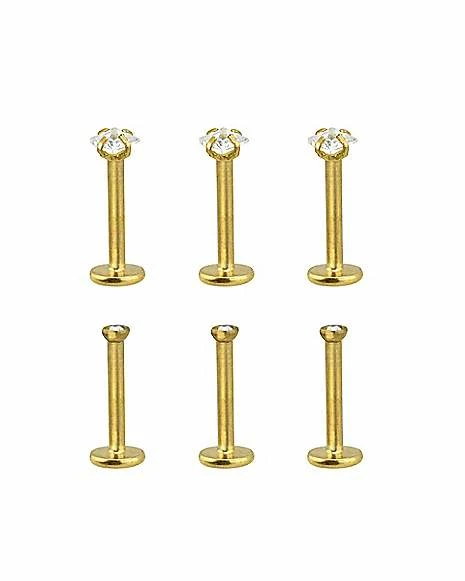 Promo π₯ Multi-Pack Goldtone CZ Labret Lip Rings 6 Pack - 16 Gauge π₯° 4 Promo π₯ Multi-Pack Goldtone CZ Labret Lip Rings 6 Pack - 16 Gauge π₯° - Image 2