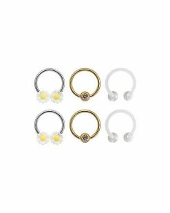 Discount 👏 Multi-Pack Captive and Horseshoe Rings 3 Pair - 16 Gauge 😀