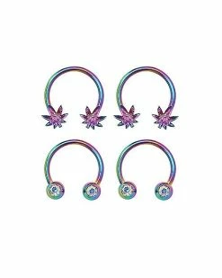 Best reviews of 🥰 Multi-Pack Oil Slick Horseshoe Rings 2 Pair - 16 Gauge 😀