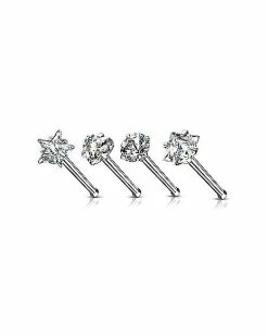 Buy 🔔 Multi-Pack CZ Pronged Bone Nose Rings - 20 Gauge 🧨