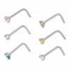 Best Pirce 🥰 Multi-Pack CZ L-Bend Nose Rings 6 Pack - 20 Gauge ✔️ -Playboy Shop 03625050 a
