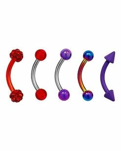 Cheapest ⌛ Multi-Pack CZ Colored Curved Barbells 5 Pack - 16 Gauge 💯