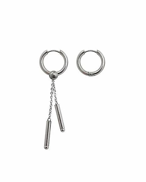 Coupon ⌛ Chain Dangle Huggie Hoop Earrings - 18 Gauge ❤️ 3 Coupon ⌛ Chain Dangle Huggie Hoop Earrings - 18 Gauge ❤️