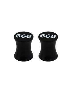 Wholesale ⭐ Black Acrylic 666 Ear Plugs - 00 Gauge 🔔 -Playboy Shop 03626348 b