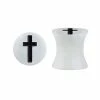 Buy 😍 White Acrylic Upside Down Cross Ear Plugs - 00 Gauge 😉 -Playboy Shop 03626371 a