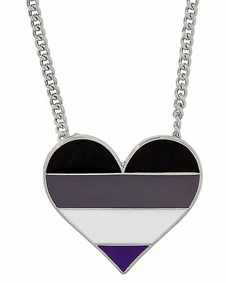 Outlet π Asexual Pride Heart Necklace π 3 Outlet π Asexual Pride Heart Necklace π