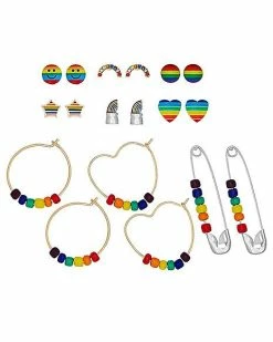 Buy 🛒 Multi-Pack Rainbow Pride Earrings - 9 Pair 🎉