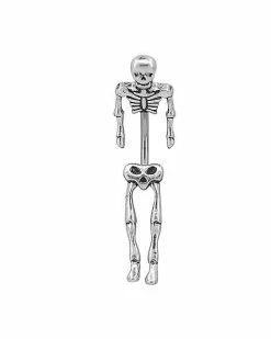 Cheap ❤️ Silvertone Skeleton Belly Dangle Ring - 14 Gauge 🎁