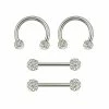 Discount 🎉 Multi-Pack CZ Nipple Horseshoe Rings and Barbells 2 Pair - 14 Gauge ⌛ -Playboy Shop 03640034 a