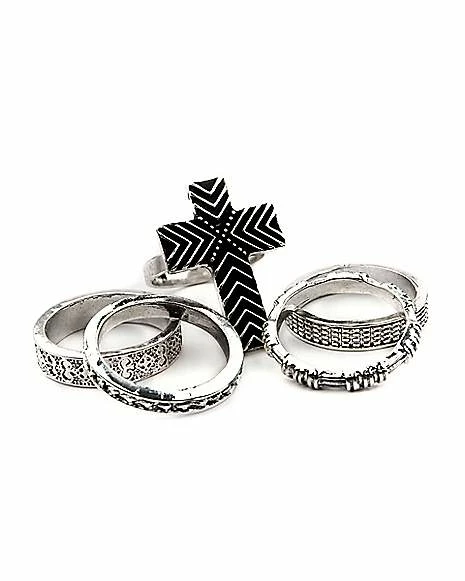 Best Sale ⭐ Multi-Pack Silvertone Cross Rings - 5 Pack 🔥 3 Best Sale ⭐ Multi-Pack Silvertone Cross Rings - 5 Pack 🔥